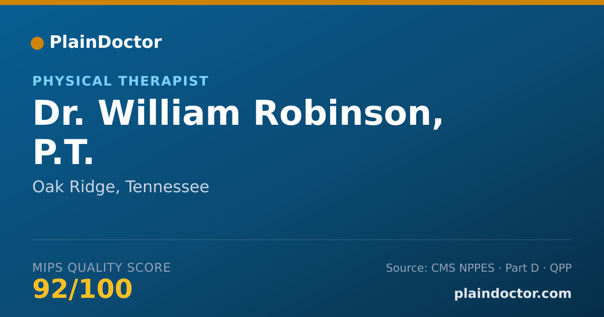 Shareable card for William Robinson, P.T. - Physical Therapist, Oak Ridge, TN