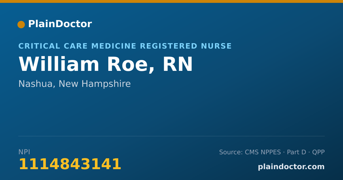 Shareable card for William Roe, RN - Critical Care Medicine Registered Nurse, Nashua, NH