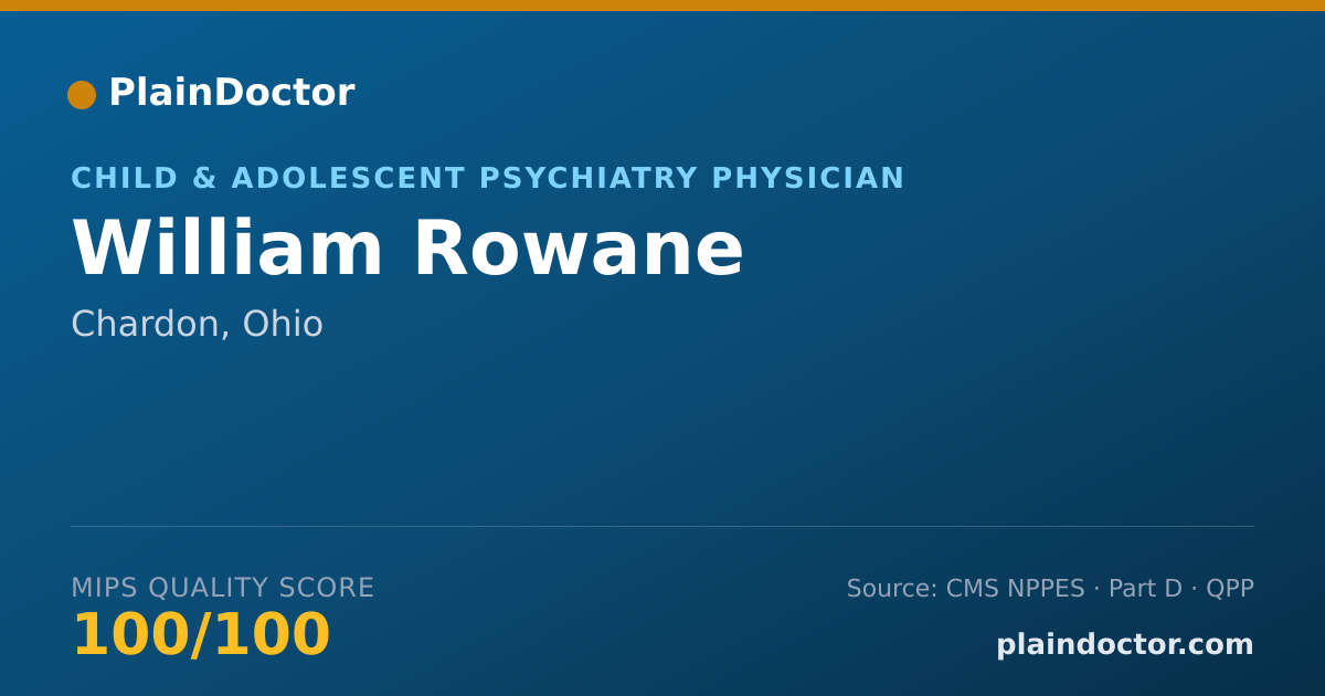 Shareable card for William Rowane - Child & Adolescent Psychiatry Physician, Chardon, OH