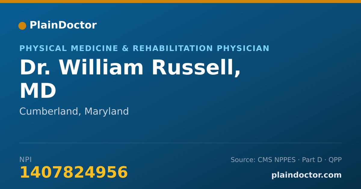 Shareable card for William Russell, MD - Physical Medicine & Rehabilitation Physician, Cumberland, MD