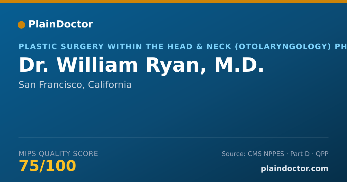 Shareable card for William Ryan, M.D. - Plastic Surgery within the Head & Neck (Otolaryngology) Physician, San Francisco, CA