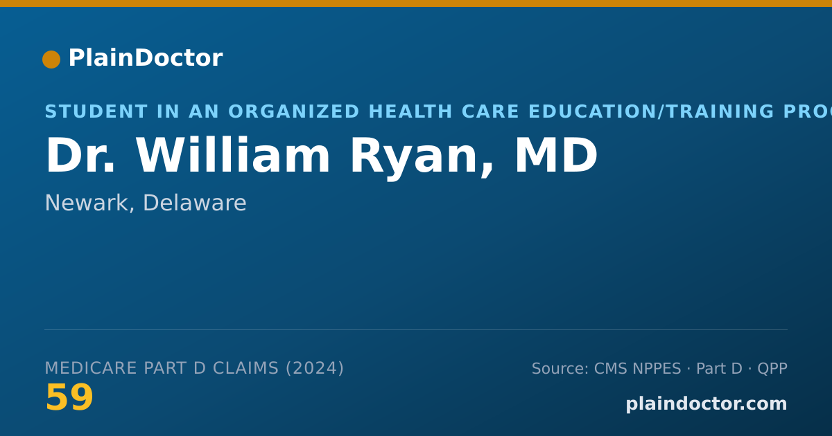 Shareable card for William Ryan, MD - Student in an Organized Health Care Education/Training Program, Newark, DE