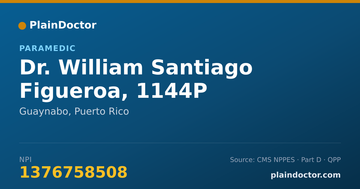 Shareable card for William Santiago Figueroa, 1144P - Paramedic, Guaynabo, PR