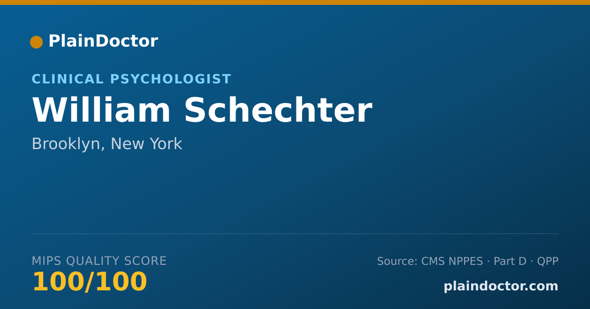 Shareable card for William Schechter - Clinical Psychologist, Brooklyn, NY