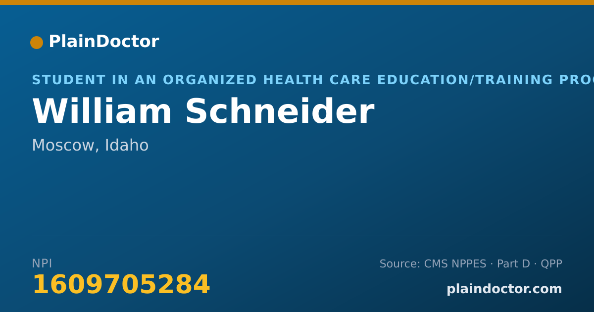 Shareable card for William Schneider - Respiratory/Developmental/Rehabilitative Specialist/Technologist, Moscow, ID