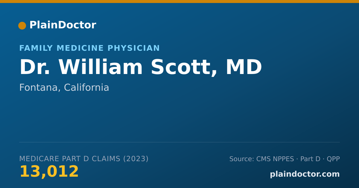 Shareable card for William Scott, MD - Family Medicine Physician, Fontana, CA