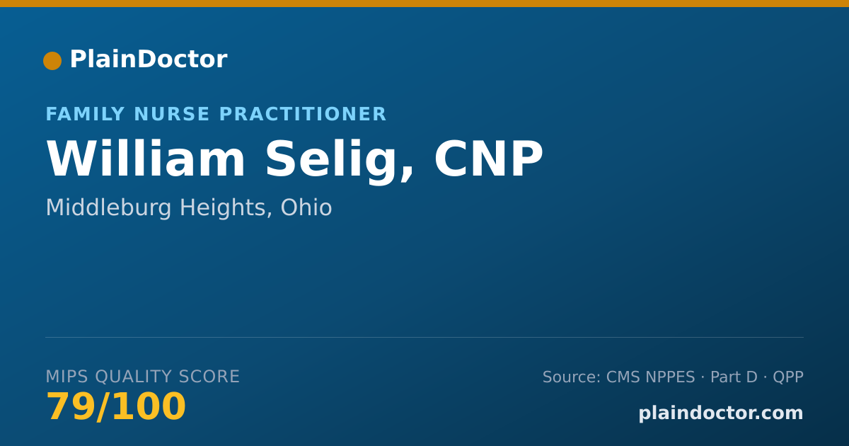 Shareable card for William Selig, CNP - Family Nurse Practitioner, Middleburg Heights, OH