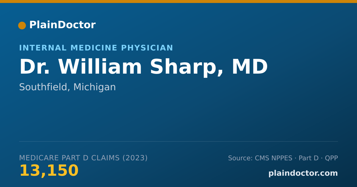 Shareable card for William Sharp, MD - Internal Medicine Physician, Southfield, MI