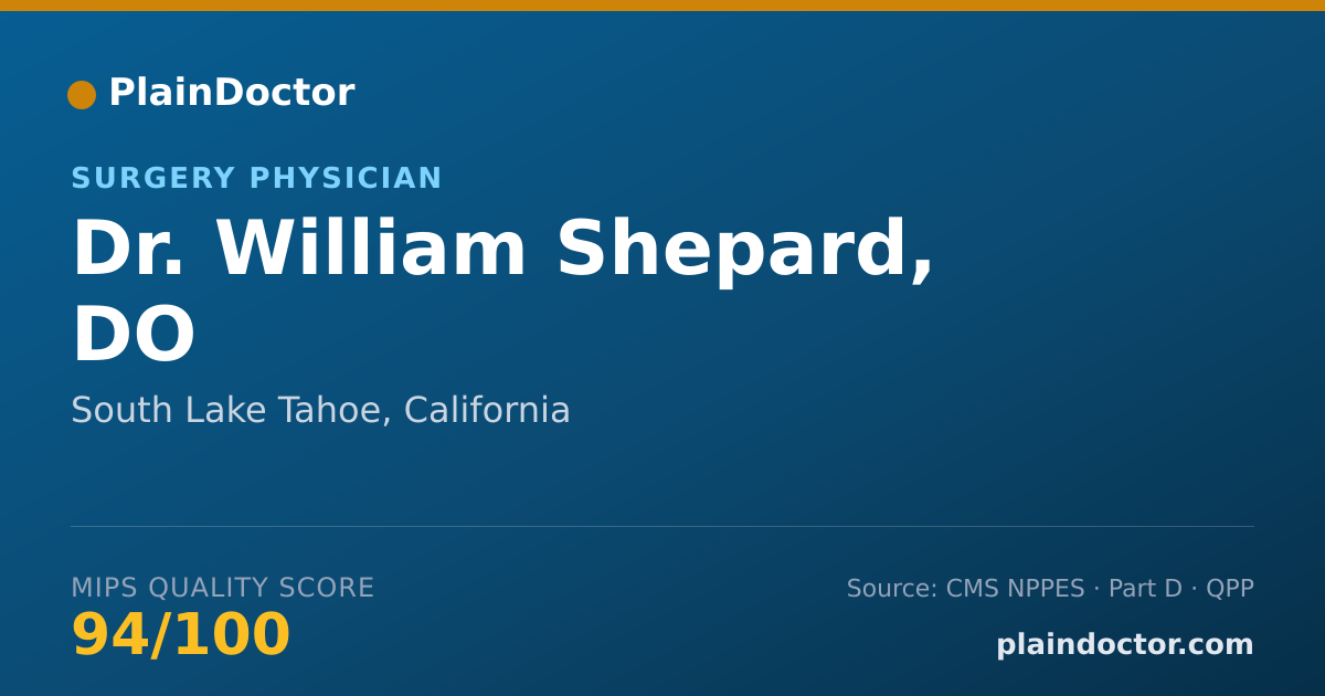 Shareable card for William Shepard, DO - Surgery Physician, South Lake Tahoe, CA