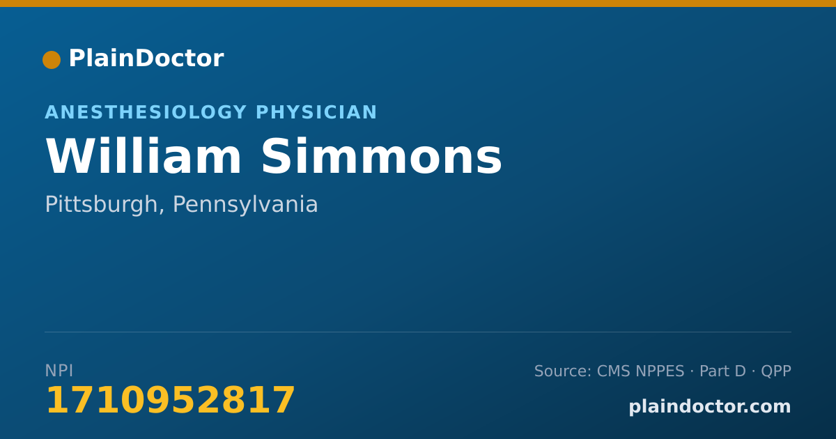 Shareable card for William Simmons - Anesthesiology Physician, Pittsburgh, PA