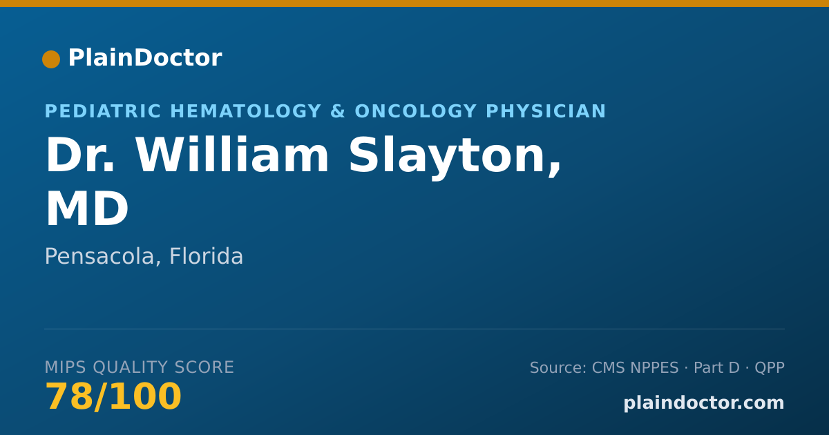 Shareable card for William Slayton, MD - Pediatric Hematology & Oncology Physician, Pensacola, FL