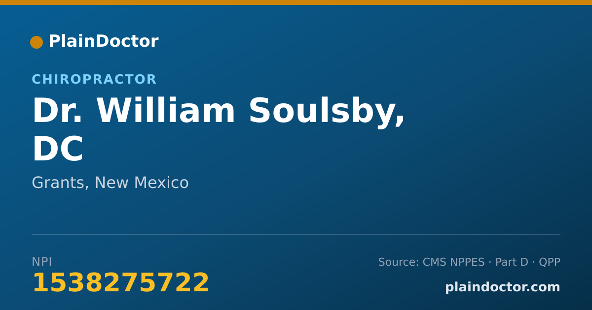 Shareable card for William Soulsby, DC - Chiropractor, Grants, NM