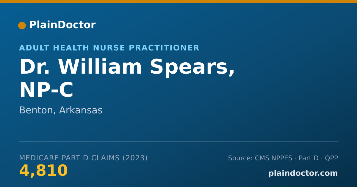 Shareable card for William Spears, NP-C - Adult Health Nurse Practitioner, Benton, AR