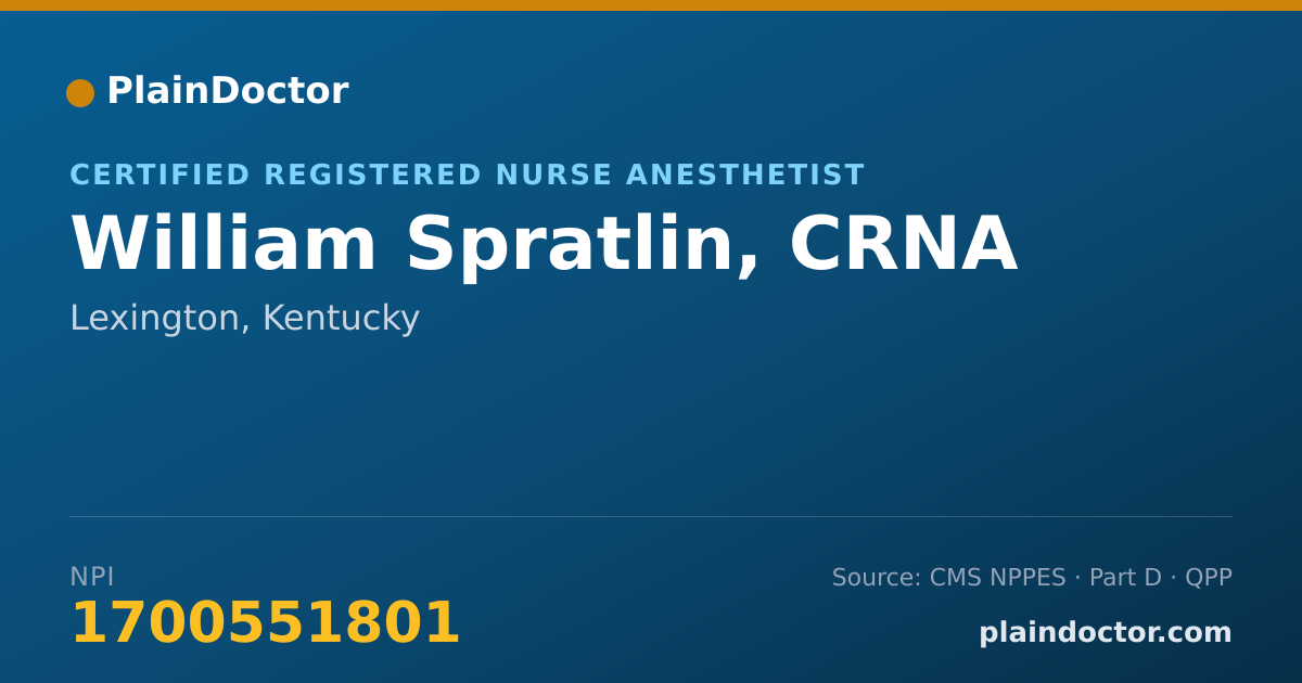 Shareable card for William Spratlin, CRNA - Certified Registered Nurse Anesthetist, Lexington, KY