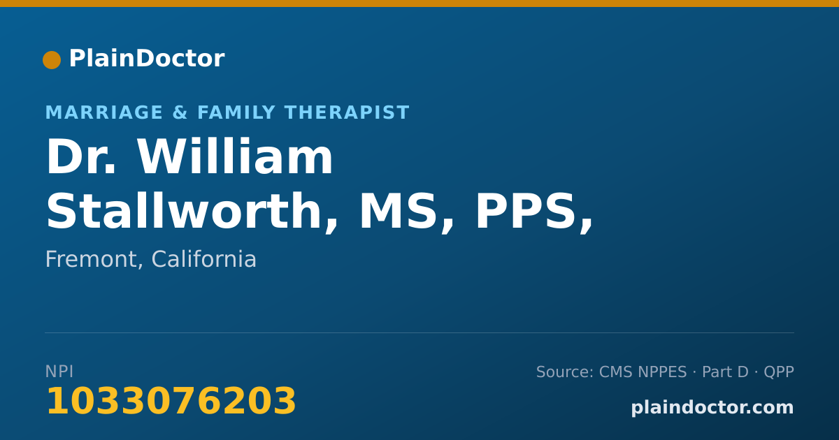 Shareable card for William Stallworth, MS, PPS, AMFT - Marriage & Family Therapist, Fremont, CA