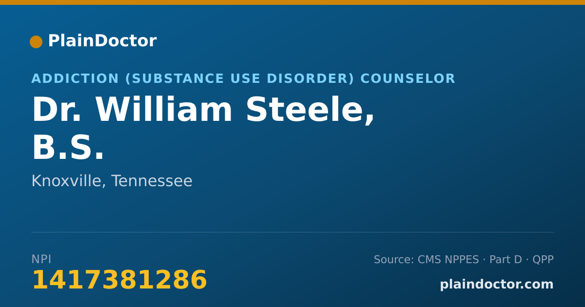 Shareable card for William Steele, B.S. - Addiction (Substance Use Disorder) Counselor, Knoxville, TN