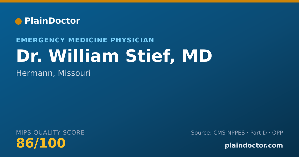 Shareable card for William Stief, MD - Emergency Medicine Physician, Hermann, MO