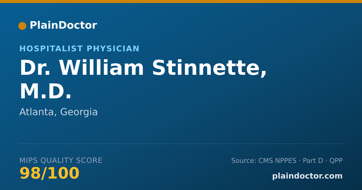 Shareable card for William Stinnette, M.D. - Hospitalist Physician, Atlanta, GA
