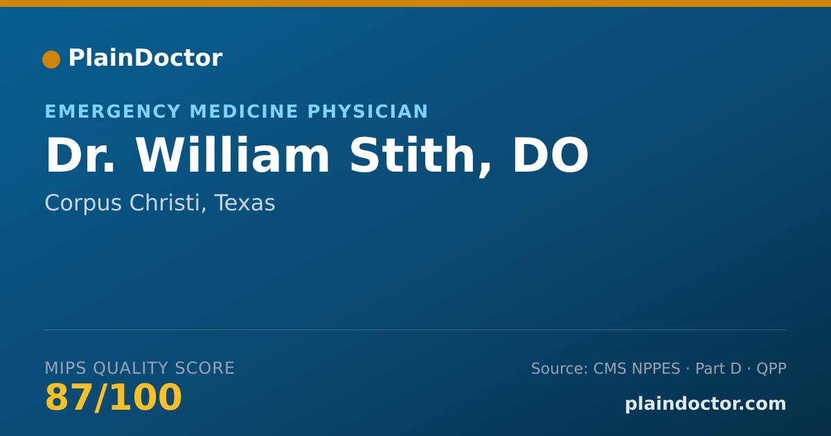 Shareable card for William Stith, DO - Emergency Medicine Physician, Corpus Christi, TX