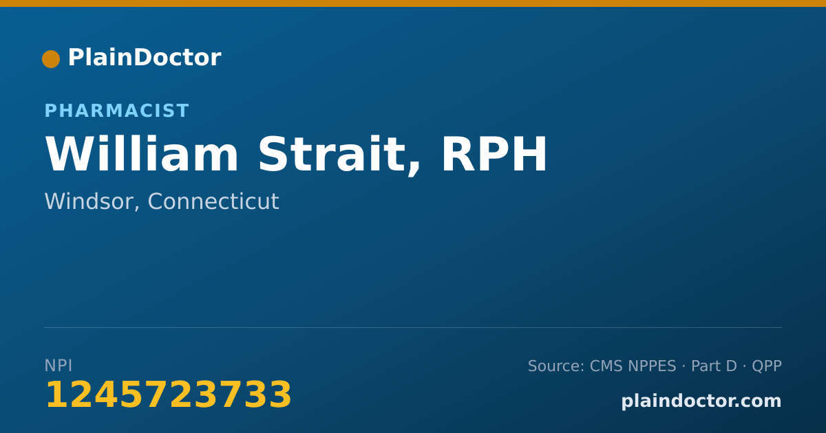 Shareable card for William Strait, RPH - Pharmacist, Windsor, CT