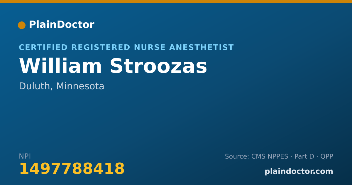 Shareable card for William Stroozas - Certified Registered Nurse Anesthetist, Duluth, MN