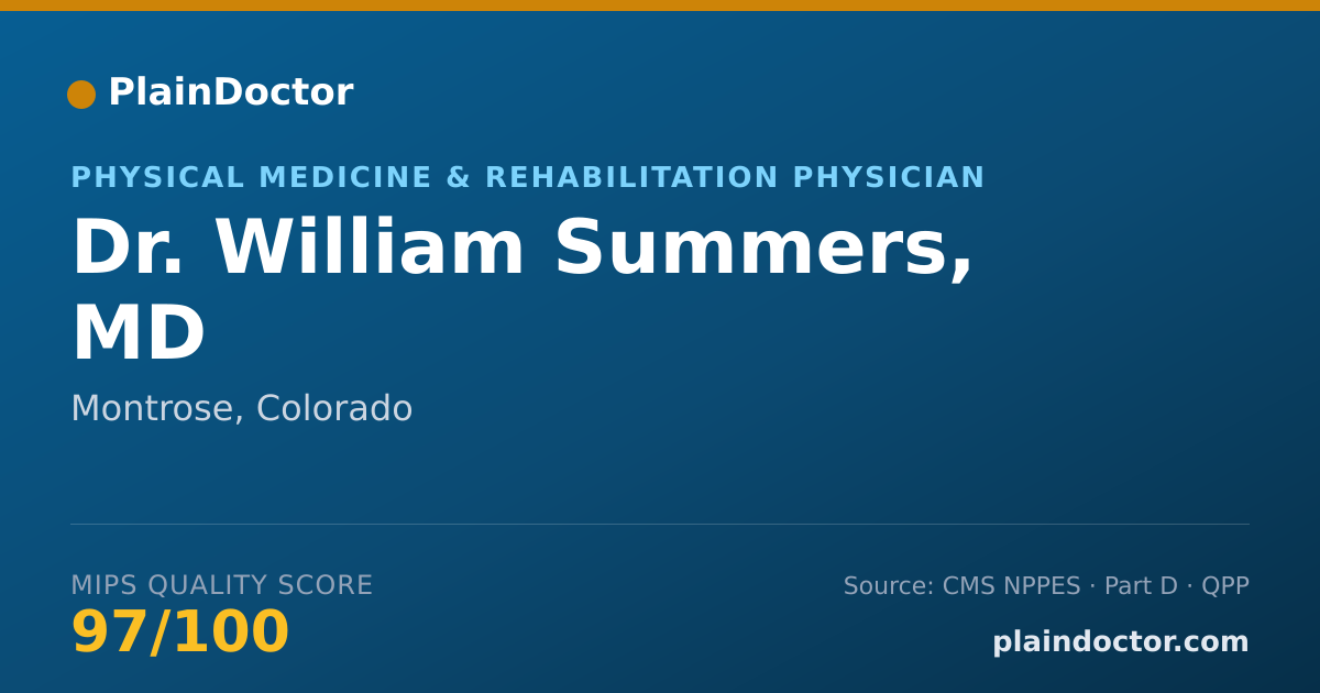 Shareable card for William Summers, MD - Physical Medicine & Rehabilitation Physician, Montrose, CO