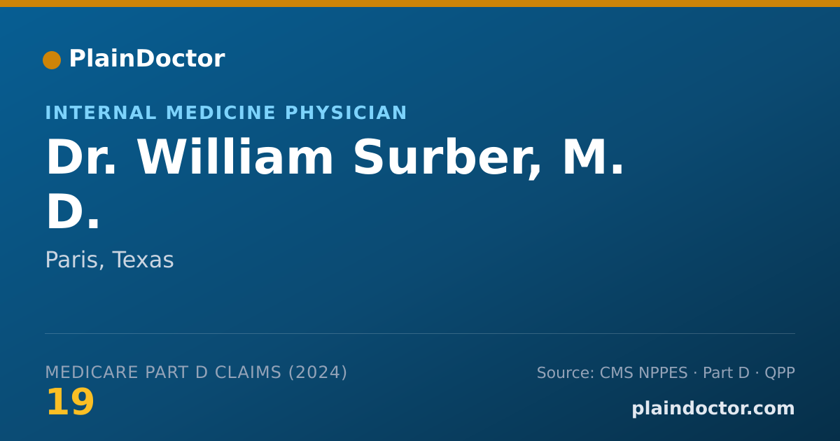 Shareable card for William Surber, M. D. - Internal Medicine Physician, Paris, TX