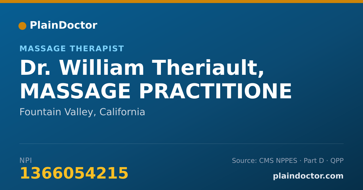 Shareable card for William Theriault, MASSAGE PRACTITIONE - Massage Therapist, Fountain Valley, CA