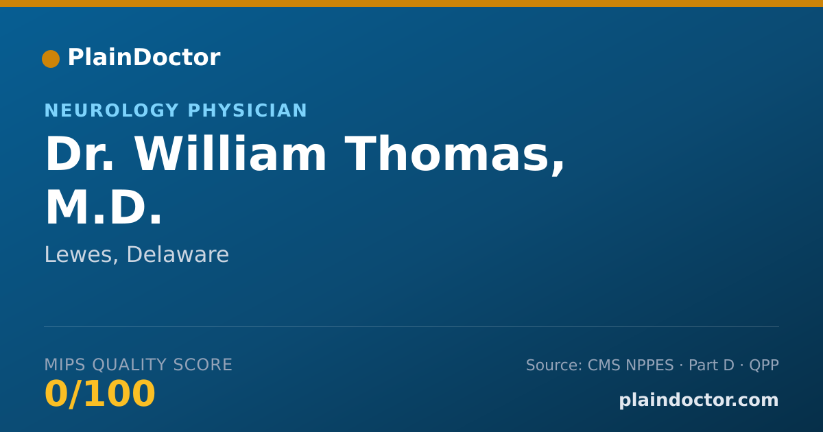 Shareable card for William Thomas, M.D. - Neurology Physician, Lewes, DE