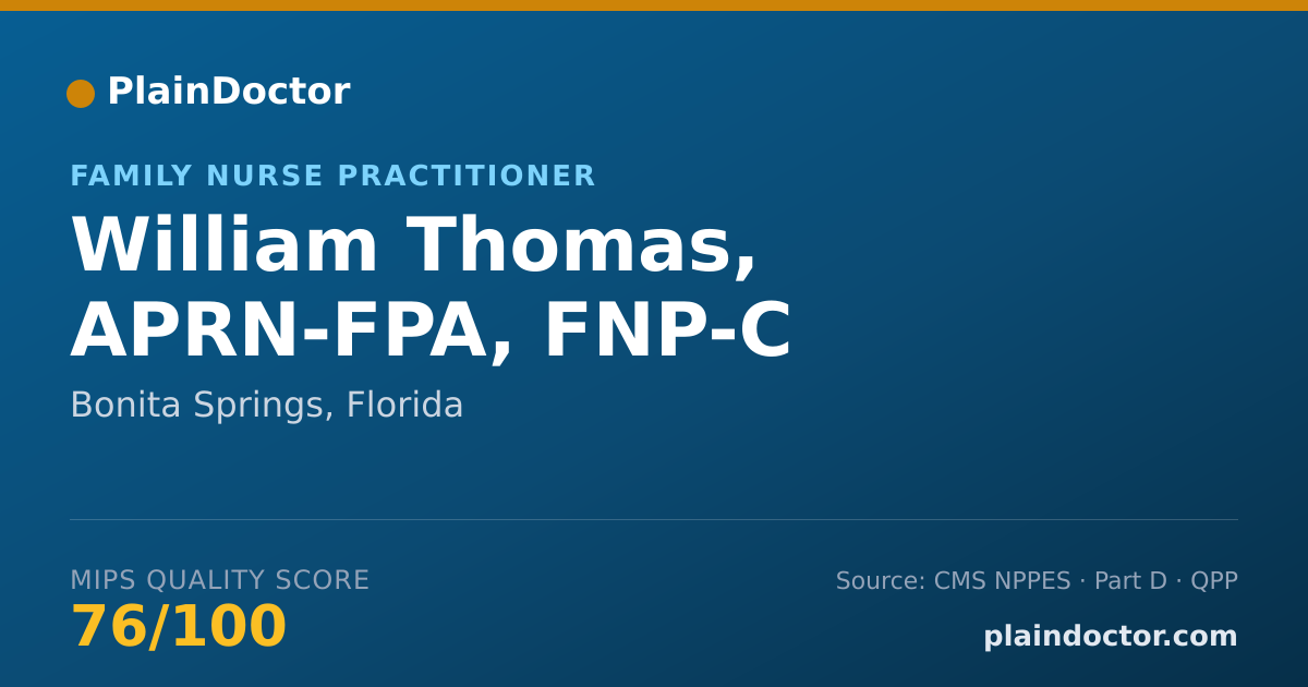 Shareable card for William Thomas, APRN-FPA, FNP-C - Nurse Practitioner, Bonita Springs, FL