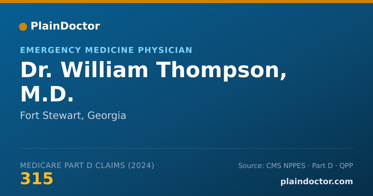 Shareable card for William Thompson, M.D. - Emergency Medicine Physician, Fort Stewart, GA