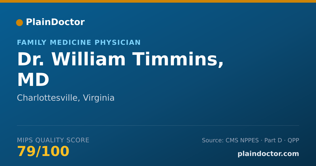 Shareable card for William Timmins, MD - Family Medicine Physician, Charlottesville, VA