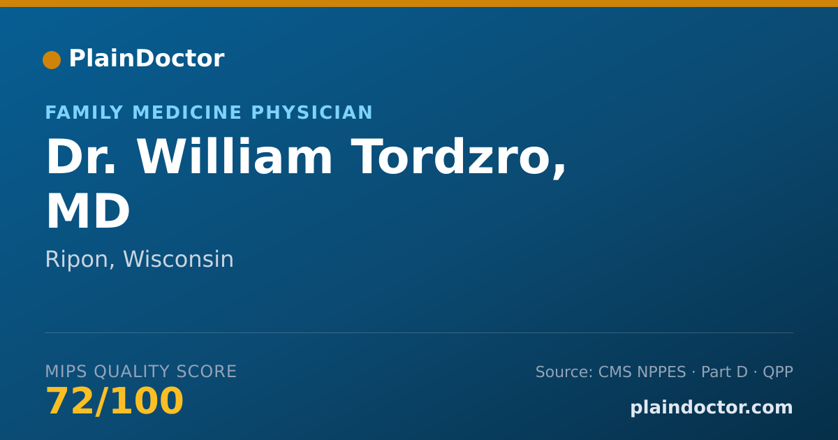 Shareable card for William Tordzro, MD - Family Medicine Physician, Ripon, WI