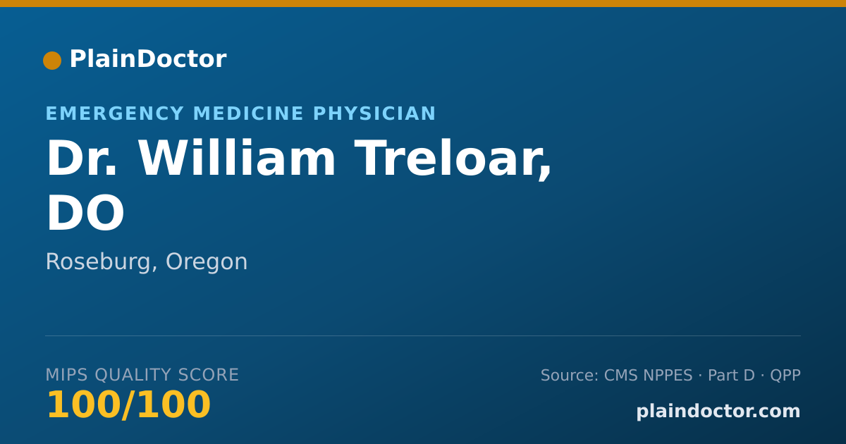 Shareable card for William Treloar, DO - Emergency Medicine Physician, Roseburg, OR