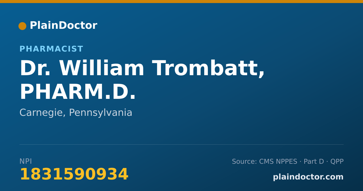 Shareable card for William Trombatt, PHARM.D. - Pharmacist, Carnegie, PA
