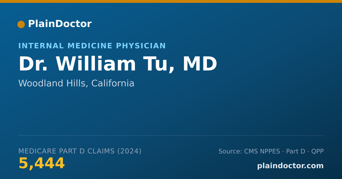Shareable card for William Tu, MD - Internal Medicine Physician, Woodland Hills, CA