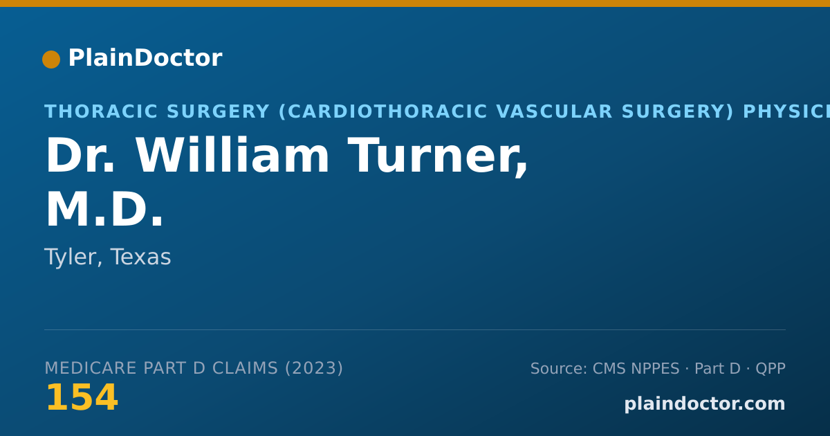 Shareable card for William Turner, M.D. - Thoracic Surgery (Cardiothoracic Vascular Surgery) Physician, Tyler, TX