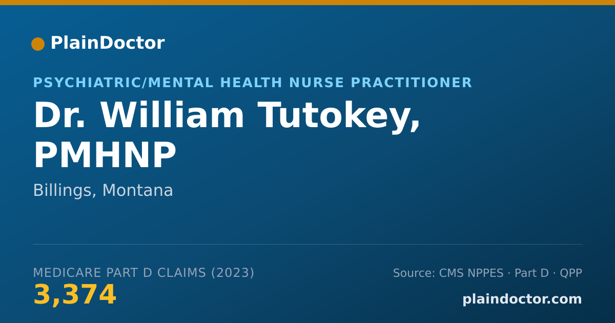 Shareable card for William Tutokey, PMHNP - Psychiatric/Mental Health Nurse Practitioner, Billings, MT