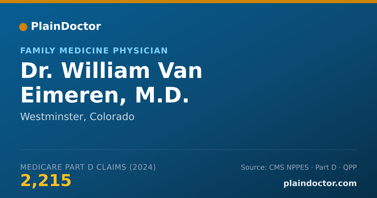 Shareable card for William Van Eimeren, M.D. - Family Medicine Physician, Westminster, CO