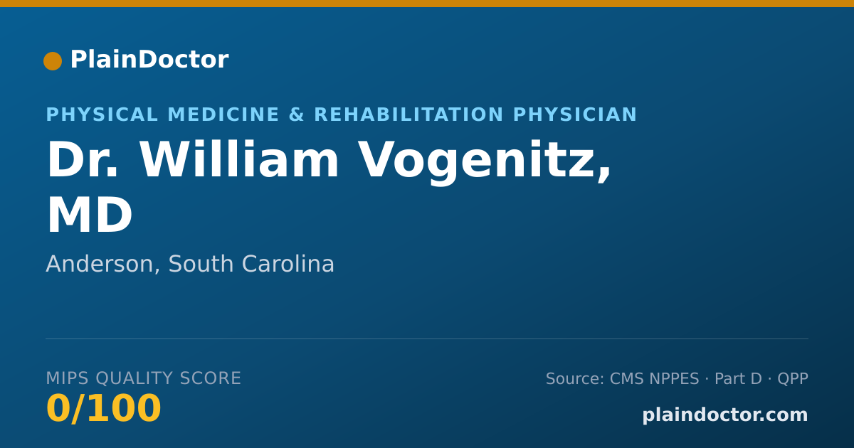 Shareable card for William Vogenitz, MD - Physical Medicine & Rehabilitation Physician, Anderson, SC