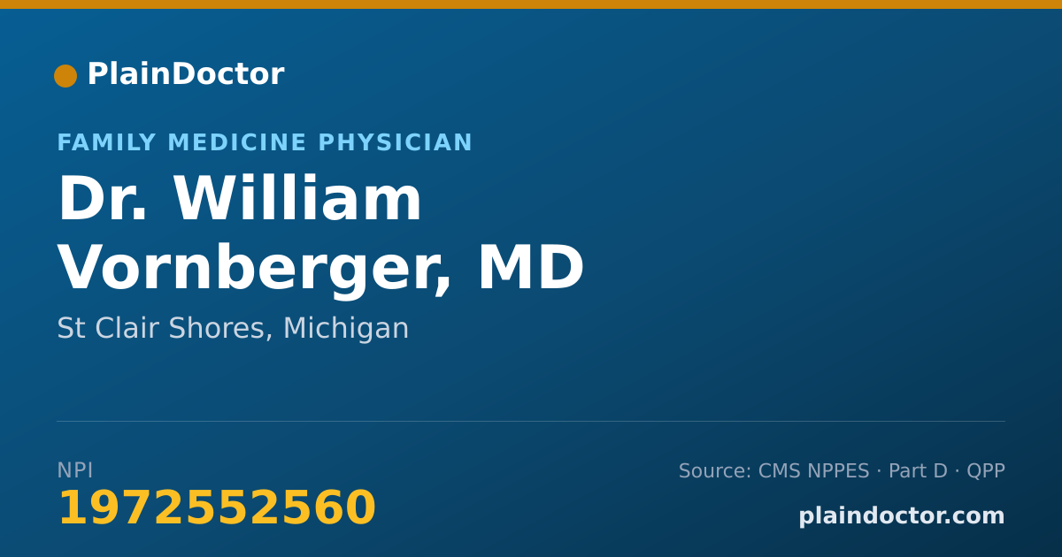 Shareable card for William Vornberger, MD - Family Medicine Physician, St Clair Shores, MI