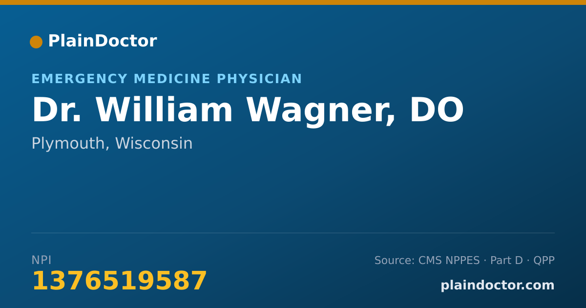 Shareable card for William Wagner, DO - Emergency Medicine Physician, Plymouth, WI