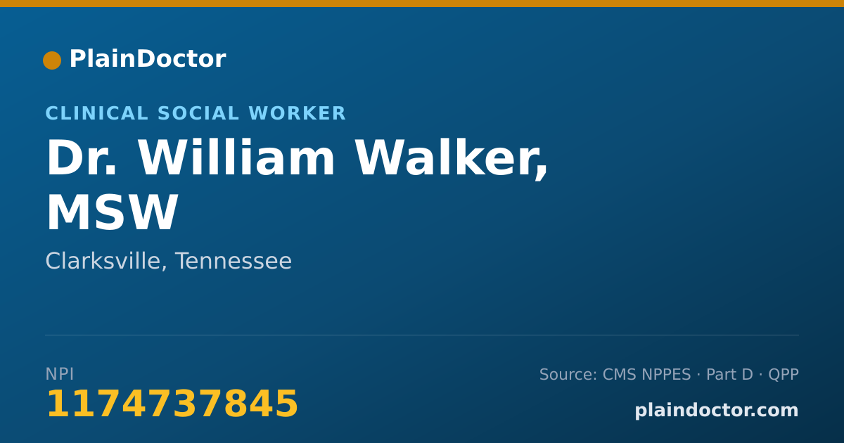 Shareable card for William Walker, MSW - Clinical Social Worker, Clarksville, TN