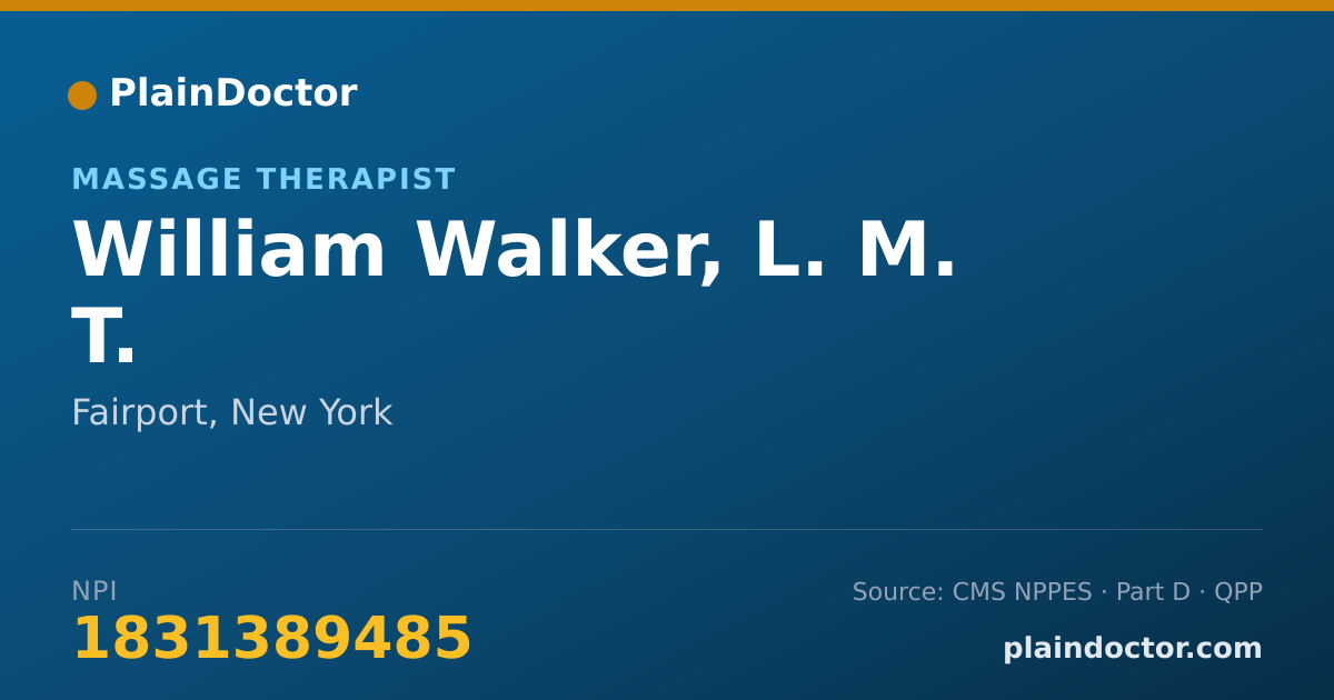 Shareable card for William Walker, L. M. T. - Massage Therapist, Fairport, NY