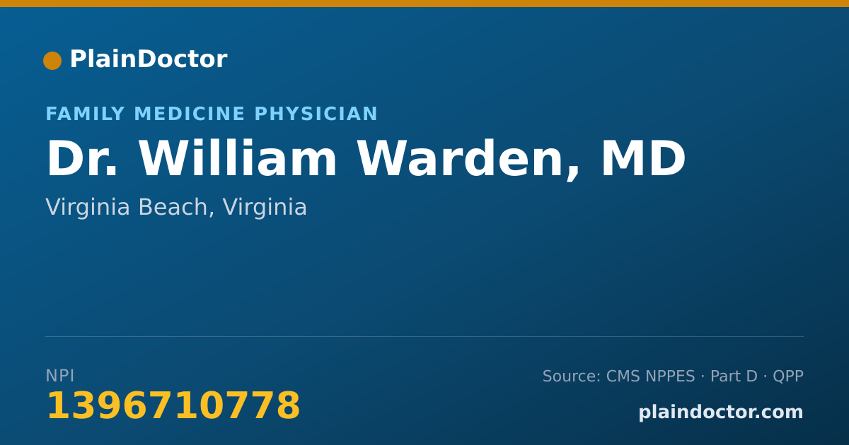 Shareable card for William Warden, MD - Family Medicine Physician, Virginia Beach, VA