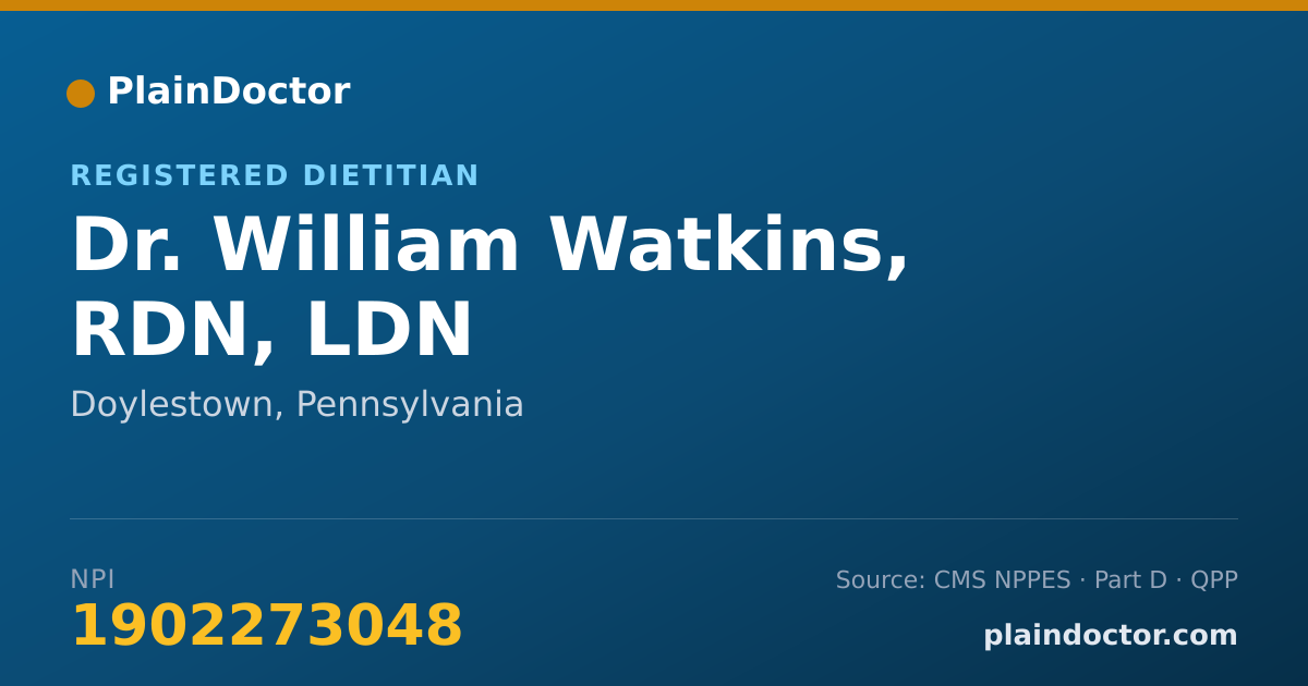 Shareable card for William Watkins, RDN, LDN - Registered Dietitian, Doylestown, PA