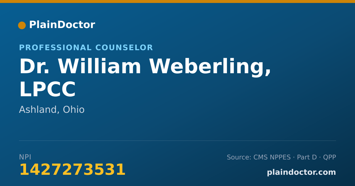 Shareable card for William Weberling, LPCC - Professional Counselor, Ashland, OH