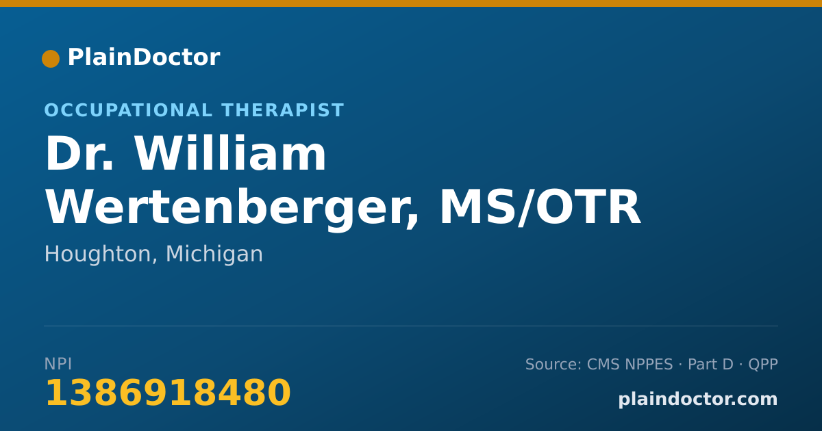 Shareable card for William Wertenberger, MS/OTR - Occupational Therapist, Houghton, MI