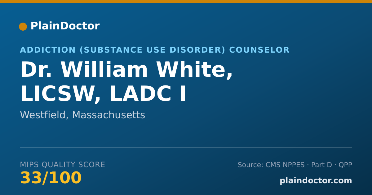 Shareable card for William White, LICSW,  LADC I - Addiction (Substance Use Disorder) Counselor, Westfield, MA
