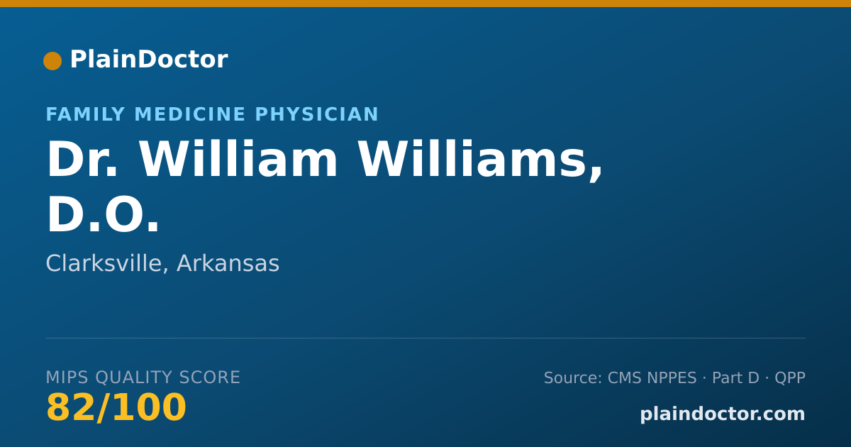 Shareable card for William Williams, D.O. - Family Medicine Physician, Clarksville, AR